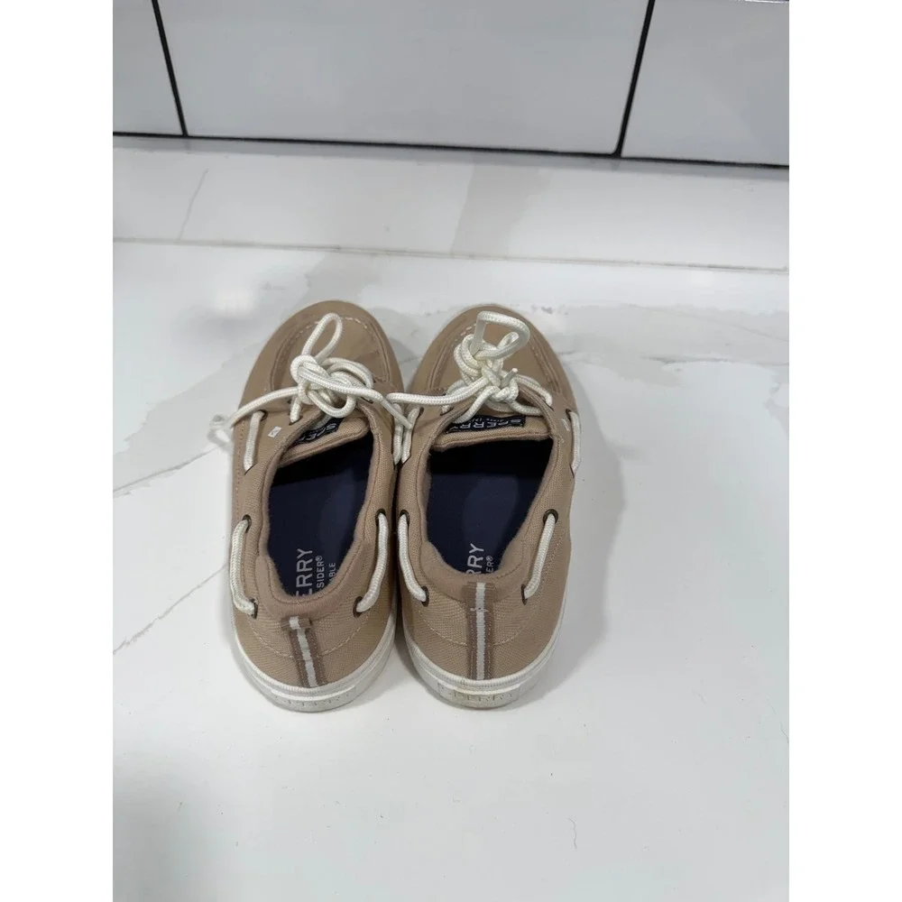 Sperry Top-Sider Washable Tan Canvas Boat Shoes Mens 5M Womens 6.5 Memory Foam